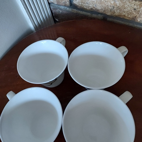 Shinepukur Gold Silver White Fine Bone China Cups Abstract Set Of 4 - Picture 7 of 11